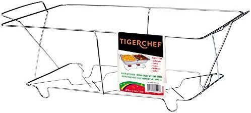 Tiger Chef soporte para escalfadores de alambre cromado, tamaño grande, armazón para calentadores de comida, soporte, rejilla - Tamaño grande