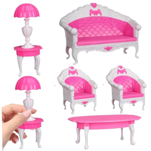 Meubles Miniatures, Ensemble de Meubles de Maison poupée 6 pièces/Ensemble en Plastique Miniature pour Maison poupée, canapé Classique Mignon, Accessoires...