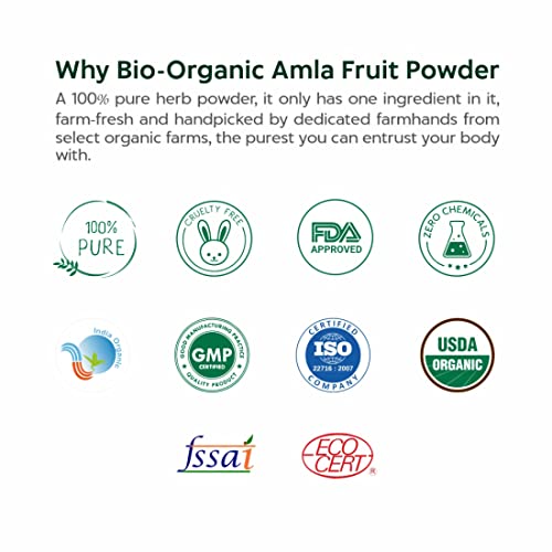 Image of INDUS VALLEY 100% Bio Organic Amla Powder (Indian Gooseberry Powder) Phyllanthus emblica | Natural & Fresh For Healthy Hair - 200 gm