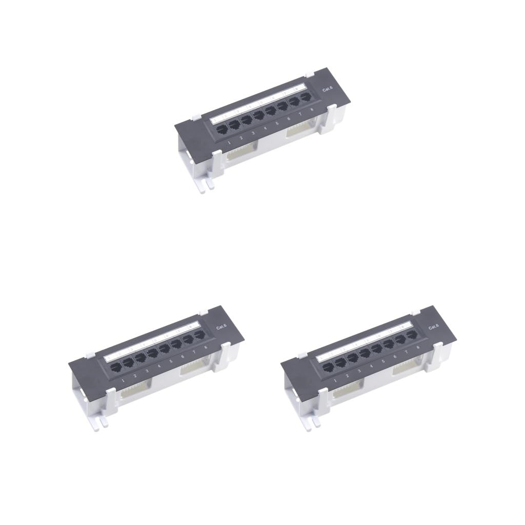 3 set di 8 porte schermate Patch Panel per Cat. 6 Gestione cavi ufficio facile da usare