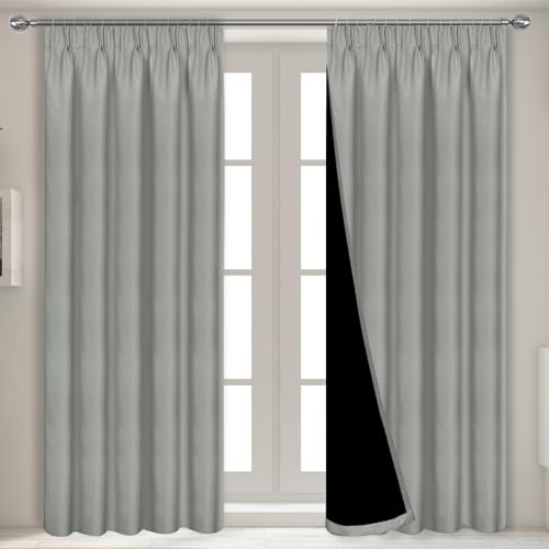 AOOSA Cortinas Opacas Grises 140x240cm, Aislamiento Térmico, 2 Paneles