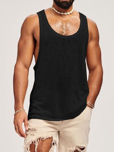 Runcati Mens Workout Tank Tops Sleeveless Shirt Muscle Gym Bodybuilding Fitness Training Loose Fit T Shirts2