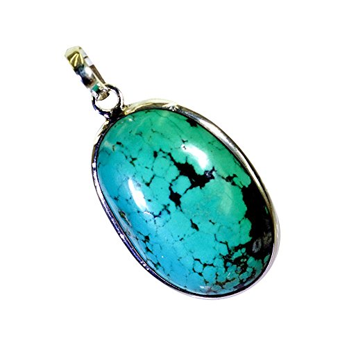 Pendentif Turquoise Bleue Argent 925 Collier Style Bohème Chic