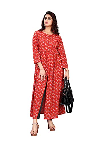 Image of H.E HAMZA ENTERPRISER Printed Crepe Material Brown Western Dress For Women