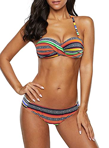 Dokotoo Bandeau Bikini Damen Push Up Zweiteilige Badeanzug Bademode Bikini...