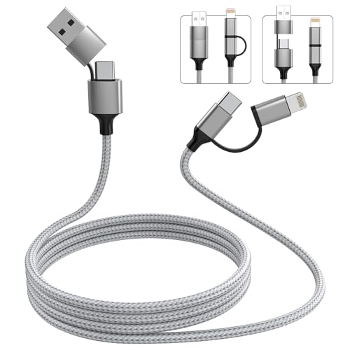Câble USB C multi 4 en 1 60W et chargeur rapide Lightning pour iPhone 16 et MacBook