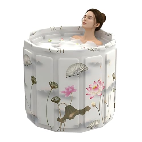 Portable Bathtub for Adult Foldable Soaking Bathtub for Hot SPA&Ice Bath Foldable Small Bathtub collapsible bathtub for Bathing 6-layer Insulated portable tub Space-Saving (Lotus 27.5X26.6 IN)
