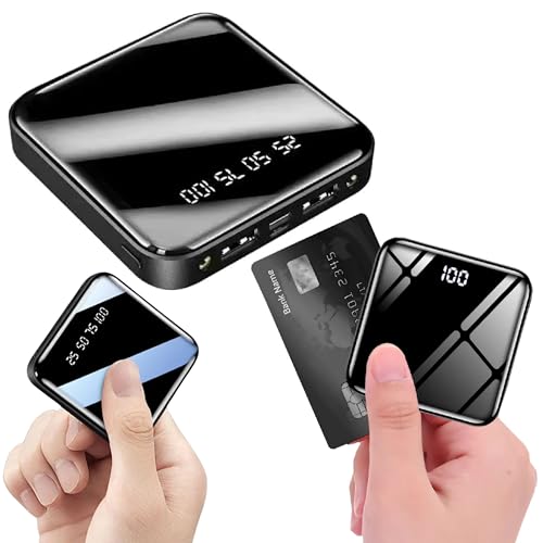 Batteria esterna ricarica rapida 10.000 mAh - Mini Power Bank portatile con display LED USB - Batteria esterna ricarica rapida compatibile iPhone 17 16 15 14 13 12 Samsung Huawei Xiaomi, Nero