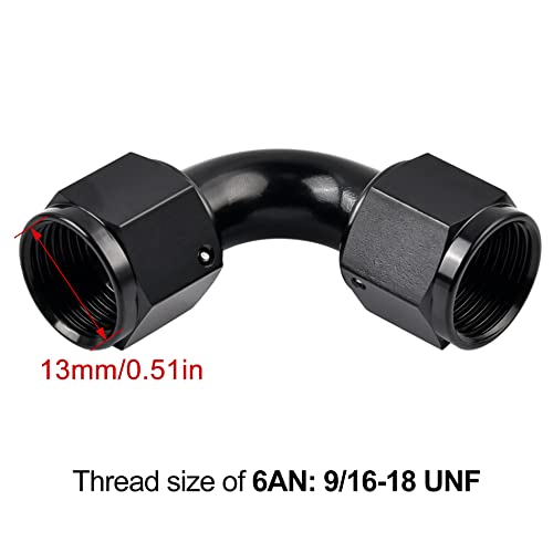 Image of EVIL ENERGY 6AN Female to 6AN Female 90 Degree Swivel Coupler Union Fitting Adapter Aluminum Black