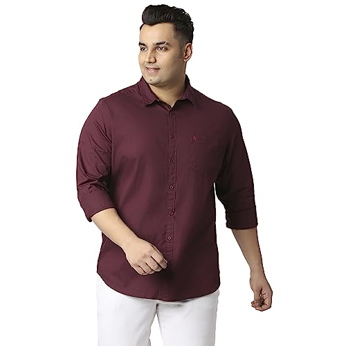 Image of Thomas Scott Men's Plus Size Cotton Casual Shirt | Regular Fit | Long Sleeves | Spread Collar | Solid | Soft & Breathable | Everyday Comfort Shirt for Men