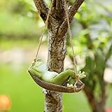 Cmrweio Frog Statues for Garden Outdoors Hanging Sleeping Frog Sculptures Swing Home Décor