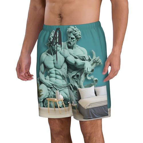 Marble Mural Print Mens Casual Shorts Drawstring Summer Beach Stretch Shorts Novelty Swimtrunks2