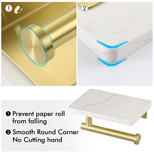Kes Toilet Paper Holder With Shelf Brushed Gold Toilet Paper Roll Holder For Bathroom Wall Mount Tissue Holder Stainless Steel, Bph223-Bz #TOP7