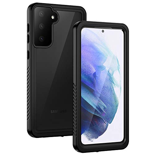 Lanhiem Samsung Galaxy S21 Case, IP68 Waterproof Dustproof Shockproof Case with Built-in Screen Protector, Full Body Underwater Protective Cover for Samsung S21 5G 6.2 Inch (Black/Clear)