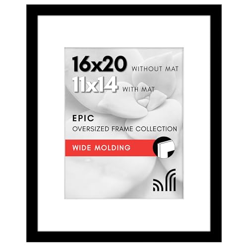 Americanflat 16x20 Poster Frame - Matted to 11x14 - Engineered Wood - Black