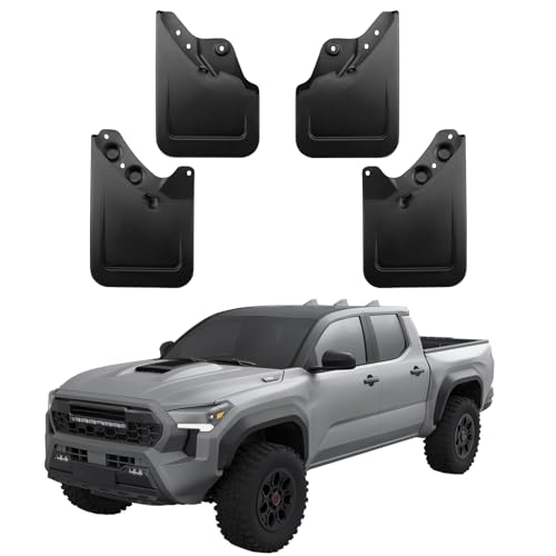 Ecarzo Mud Flaps for Tacoma 2024-2025 2026 Pickup, Custom-Fit 4 PCS Splash Guards Front & Rear, No-Drill Heavy-Duty Fender Mudguards, All-Weather Off-Road & Road Debris Protection Tacoma Accessories