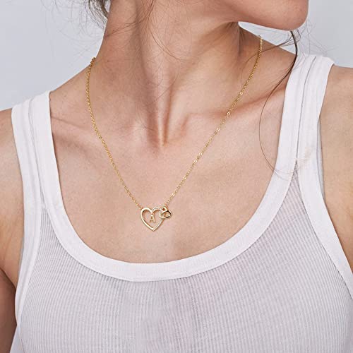 Urstar Gold Initial Necklaces For Women Teen Girls, 14K Gold Plated Cz Heart Necklace Letter Pendant M Initial Necklaces For Teen Girls Jewelry Mothers Day Valentines Gifts For Women Teen Girls Her #TOP1