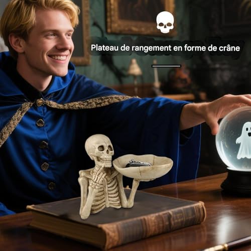 Bol à bonbons pour Halloween cadeau déco squelette table