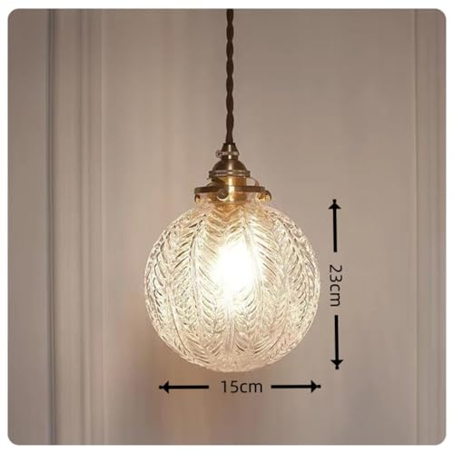 Neboka クラックガラスペンダントライト電球色 真鍮調ランプヘッド 1.5m 調整可能コード リビング・ダイニング・ベッドサイド用 インテリア照明 (A) [4]