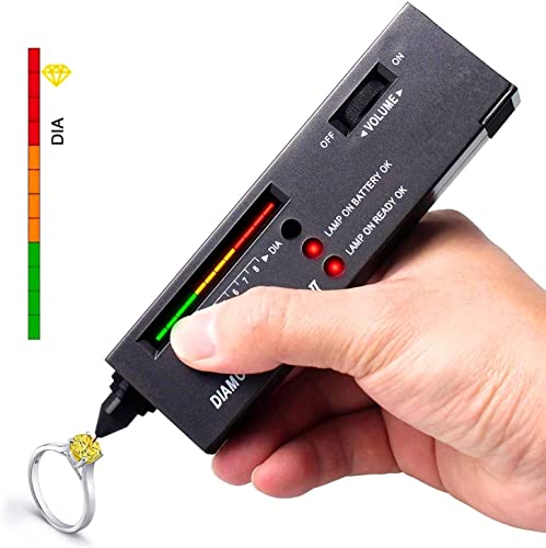 Diamond Tester Pen,High Accuracy Jewelry Diamond Tester＋60X Mini Led Magnifying Jeweler Tool Kit,Professional Diamond Selector For Novice And Expert, Thermal Conductivity Meter- 9V Battery Included #TOP7
