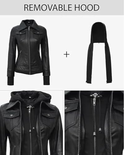Decrum Detachable Hood Leather Jacket