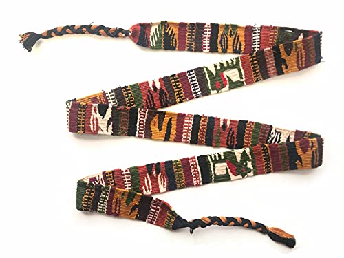 Mayan Arts Colorful Graduation Belts, Hat Band, Brown Earth Tones, Traditional Embroidered Wrap Around Self Tie Sash, Stole, 1.12 X 45 Inches
