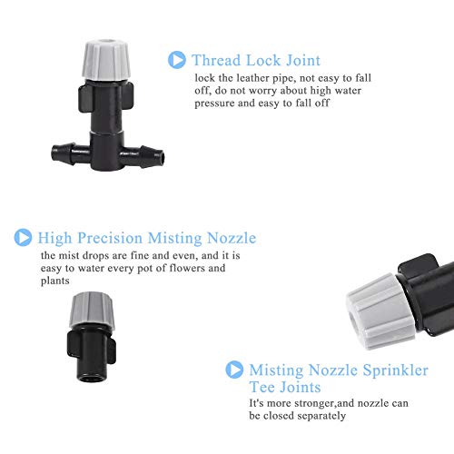 Plastic Mist Misting Nozzle Sprinkler Tee Joints For Misting Watering Plant Flower Cooling System Home Garden Irrigation, 20Pcs(Qq510-637638 #TOP4