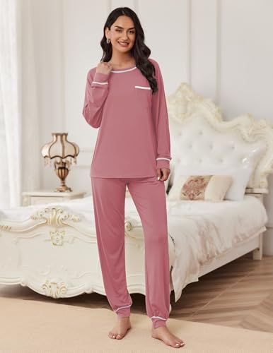 Image of Ekouaer Pajamas Set for Women Soft Comfy Pjs Sets Long Sleeve Sleepwear Loungewear S-XXL