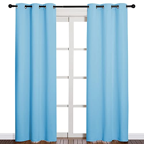 Image of NICETOWN Triple Weave Thermal Insulated Ring Top Blackout Window Curtains for Bedroom (Double Panels, 42 inches x 84 inches, Blue)