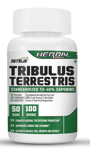 Image of Nutrija Tribulus Terrestris Extract Powder | 50g - 100 Servings | standardized to 40% Saponins | Supports Natural Testosterone, Muscle Growth & Repair