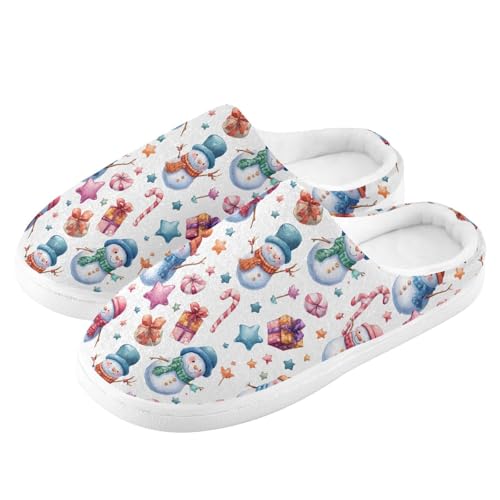 Fuzzy Memory Foam Slippers for Women/Men Snowman Candy Gift Pattern Fluffy Winter House Shoes Indoor and Outdoor4