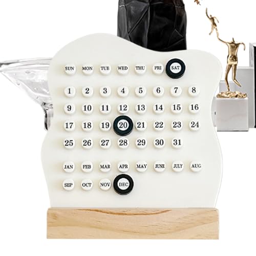 Calendrier perpétuel réutilisable en bois : accessoires de bureau