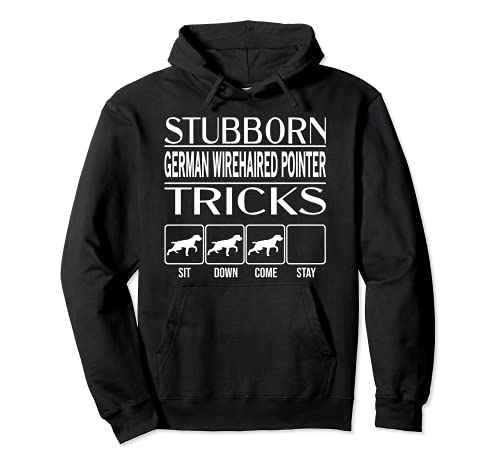 Stubborn Dog Tricks, Funny German Wirehaired Pointer Pullover Hoodie, Black