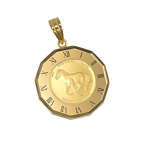 [SPERANZA] K24 純金 コイン ペンダント パンプ ホース ホースシュー1/25oz ガラス時計 ゴールド K18 刻印入りのサムネイル