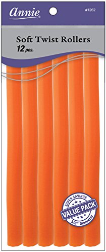 Annie Soft Twist Rollers, Orange, 10 Inch, 12 Count