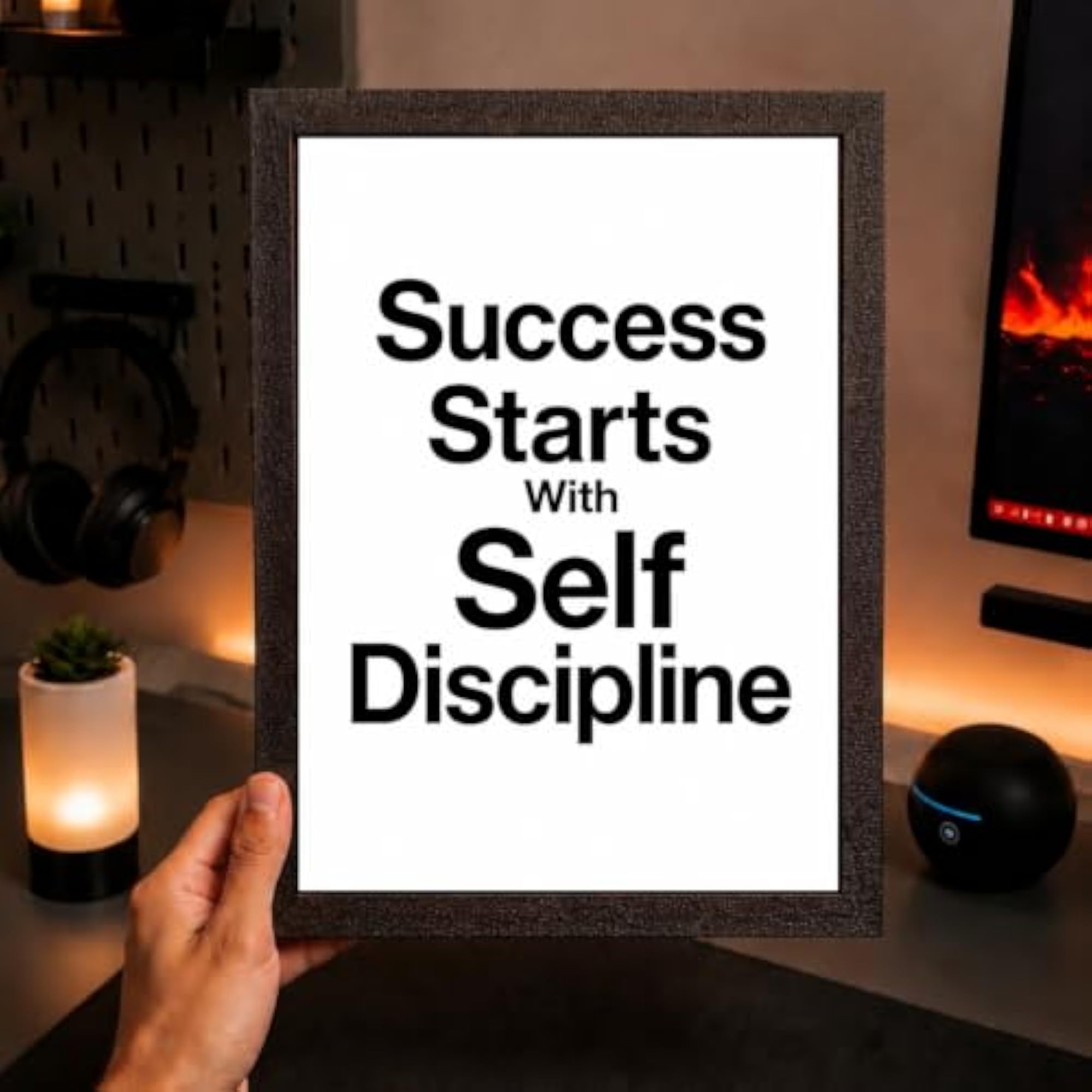 Self Discipline Minimalist Quote Wall Frame A4 Size