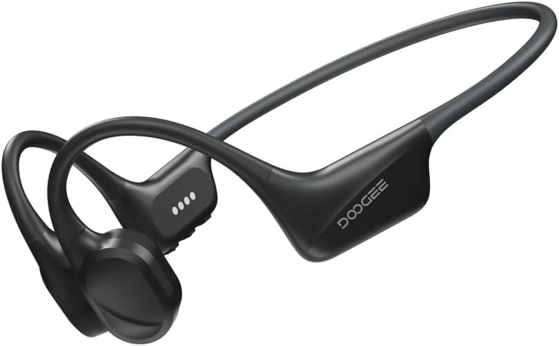 DOOGEE Auriculares Conducción Ósea IP68 Impermeables para Natación, Auriculares Deportivos Bluetooth 5.4, 32GB MP3, Cómodo Silicona, Open-Ear para Correr, Ciclismo, Gimnasio (Gris)