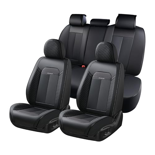 Image of FLORICH Car Seat Covers Full Set, Automotive Seat Covers, Black Car Seat Cover, Waterproof Seat Protectors Universal fit for Car Truck Van SUV - Black