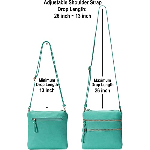 Image of Solene Small Multi Zipper Pocket Crossbody Bag with Adjustable Strap, Lightweight Travel Purse, Daily Small Messenger Pouch