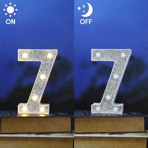 Image of Light Up Letters, Marquee Light Letter for Table Decorations, Glitter Light Up Signs for Prom, Events, or Engagement Party Decor, Featuring Alphabet & Number Lighted Letters, Number 7