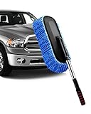 YeewayVeh Car Duster Exterior Scratch Free Microfiber Car Cleaning Brush, Extendable Handle Pollen and Dust Brush for Truck, SUV, Vehicles and Home Cleaning, Blue