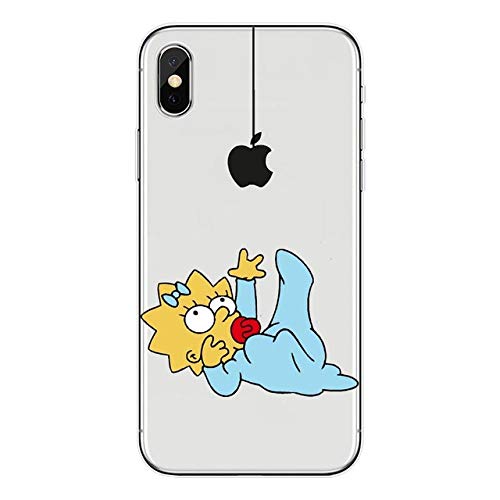JLFDHR Étui Souple pour téléphone Portable Transparent pour iPhone X XS Max XR 6 6s 7 8 Plus Se 5S Coque   arrière Coque-pour iPhone XS Max-Soft TPU Simpson Cover