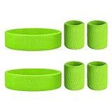[page_title]-ZERHOK 6Stk Neon Grün Schweißband Set Stirnband 80er Jahre Schweißbänder Absorbierendes Sportstirnband Tennis Basketball Armband für St. Patrick's Day Karneval Kostümen deko