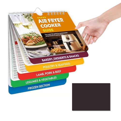 LINTRA Luftfritteuse Spickzettel, 7,5 x 5,2 cm Magnetisch Kochanleitung für Heißluftfritteuse, Loseblatt Zubehör für Heißluftfritteuse, für Küche, Esszimmer, Orange