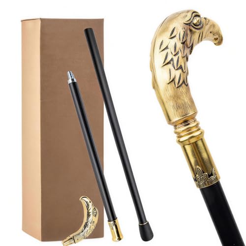 Bastón de Paseo con Empuñadura Recta Dorada y Motivo del Rey Águila. Bastón Decorativo y Moderno para Hombres y Mujeres, Ideal para Cosplay.(Bronze)