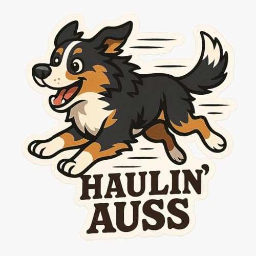 CartNest- Haulin’ Auss Dog Sticker – Funny Aussie Shepherd Vinyl Decal – Cute Design for Truck, Car, Wall, Window, or Any Smooth Surface Size : 5