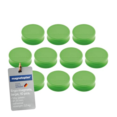 Ergo Large Magnets, Diameter 34 mm x 12.5 mm, Pack of 10 Meadow Green