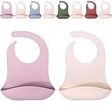 Lull Kids Silicone Bibs (Mauve/Cream) – 2-Piece 100% Food Grade Silicone Bibs for Babies and Toddlers – Durable, Easy to Wash Baby Bibs with Food Catcher – Modern Silicone Bibs for Boys, Girls