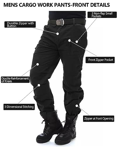 Cargo Pants for Men, Work Travel Casual Pants with Multi Zipper Pockets3