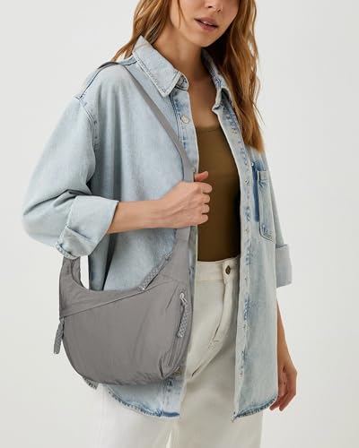 Image of Lushandy Nylon Crescent Crossbody Bags for Women, Medium Slouchy Hobo Crossbody Bag Checkered Purse Luna Bag for Travel